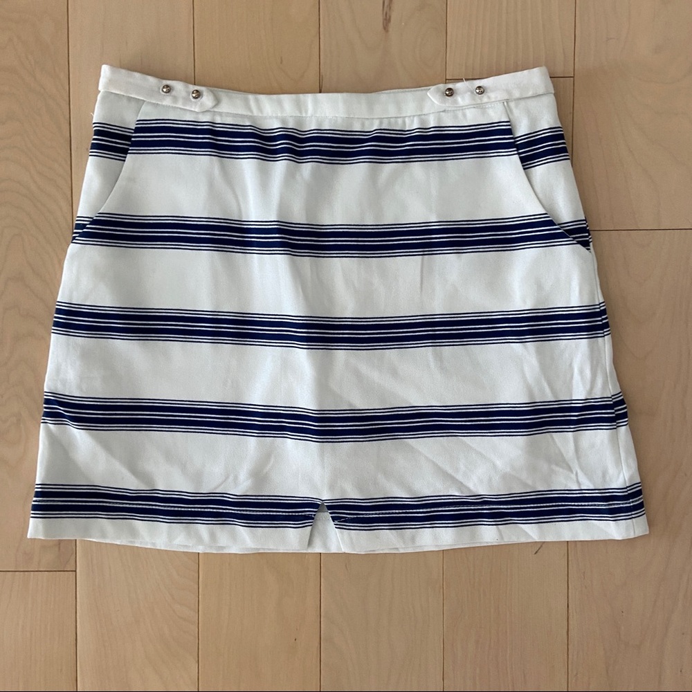 Blue and White Striped Skirt